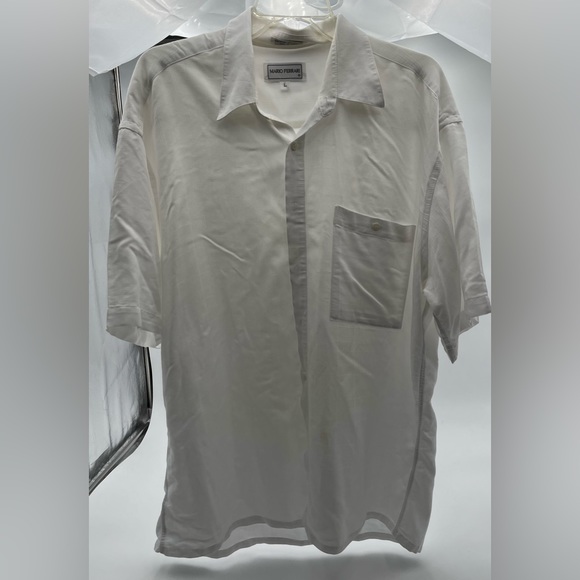 Mario Ferrari Men White Short Sleeve Button Down Shirt L - Picture 1 of 4